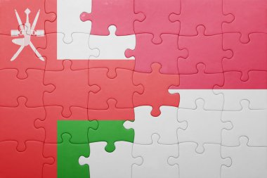 puzzle with the national flag of indonesia and oman