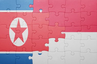 Endonezya'da ve Kuzey Kore ulusal bayrak ile bulmaca