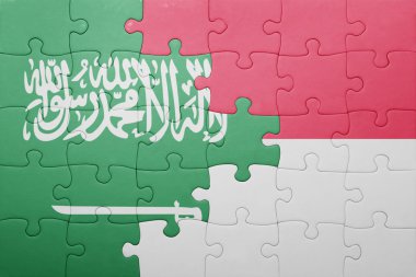Suudi Arabistan ve Endonezya ulusal bayrak ile bulmaca
