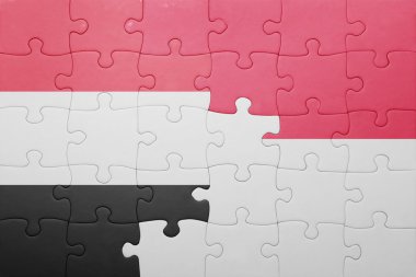 puzzle with the national flag of indonesia and yemen