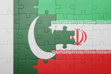 puzzle with the national flag of iran and pakistan