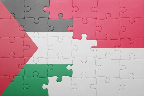 Puzzel met de nationale vlag van Indonesië en Palestina — Stockfoto