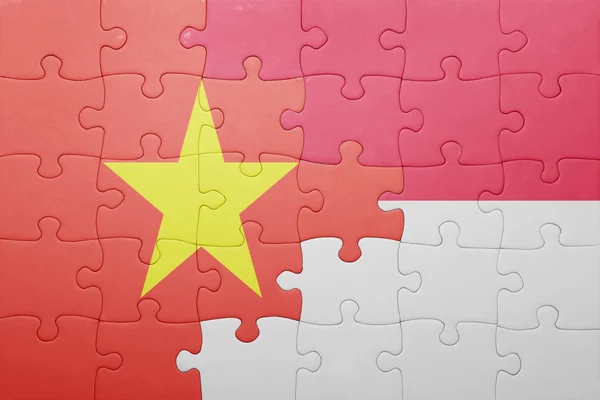 インドネシアとベトナムの国旗をパズルします。 — ストック写真