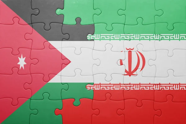 puzzle with the national flag of iran and jordan