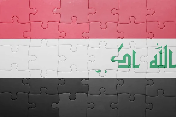 이라크와 예멘의 국기와 함께 퍼즐 — 스톡 사진
