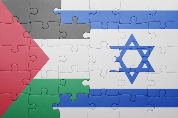 Puzzle with the national flag of israel and palestine — Stock Photo, Image