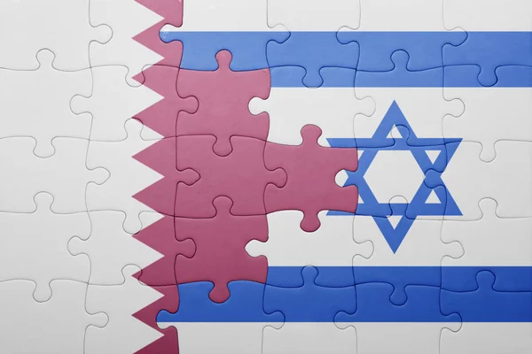 Puzzle with the national flag of israel and qatar — Stock Photo, Image