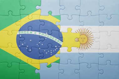 puzzle with the national flag of argentina and brazil clipart