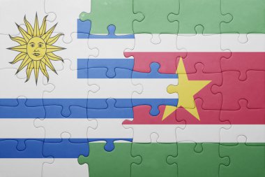 Surinam ve uruguay ulusal bayrak ile bulmaca