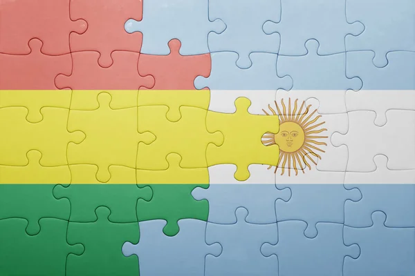 Puzzle with the national flag of argentina and bolivia — Stock Photo, Image