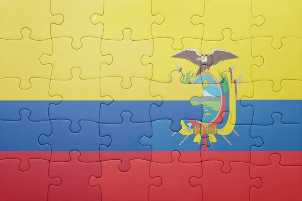 エクアドルとコロンビアの国旗をパズルします。 — ストック写真