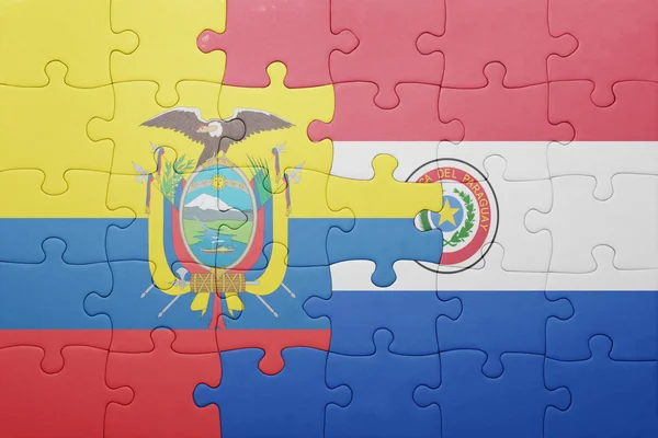 Paraguay ve Ekvador ulusal bayrak ile bulmaca — Stok fotoğraf