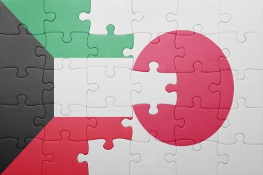 Japonya ve Kuveyt ulusal bayrak ile bulmaca