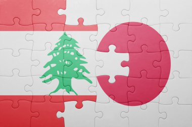 Japonya ve Lübnan ulusal bayrak ile bulmaca