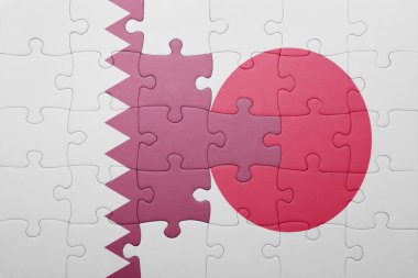 Japonya ve Katar ulusal bayrak ile bulmaca