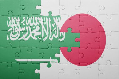 Japonya ve Suudi Arabistan ulusal bayrak ile bulmaca