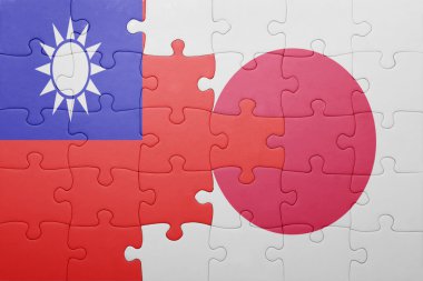 Japonya ve Tayvan ulusal bayrak ile bulmaca