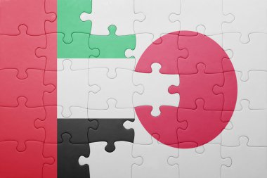 Japonya ve Birleşik Arap Emirlikleri bayrağı ile bulmaca