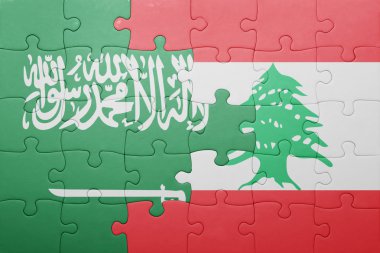 Lübnan ve Suudi Arabistan ulusal bayrak ile bulmaca