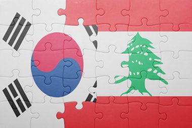 Lübnan ve Güney Kore ulusal bayrak ile bulmaca