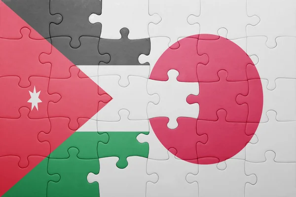 Puzzle z flagi narodowej Japonii i jordan — Zdjęcie stockowe