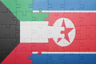 Kuzey Kore ve Kuveyt ulusal bayrak ile bulmaca