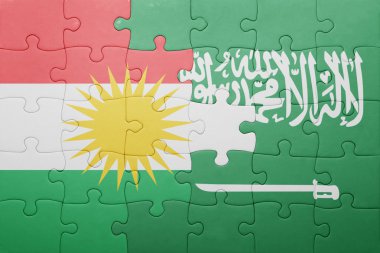 Suudi Arabistan ve Kürdistan ulusal bayrak ile bulmaca