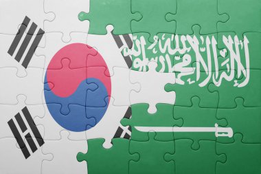 Suudi Arabistan ve Güney Kore ulusal bayrak ile bulmaca