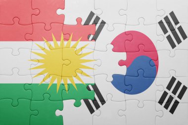 Güney Kore ve Kürdistan ulusal bayrak ile bulmaca