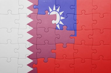 Tayvan ve Katar ulusal bayrak ile bulmaca