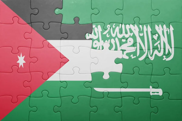 사우디 아라비아와 요르단의 국기와 함께 퍼즐 — 스톡 사진