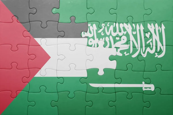 Puzzle with the national flag of saudi arabia and palestine — Stock Photo, Image