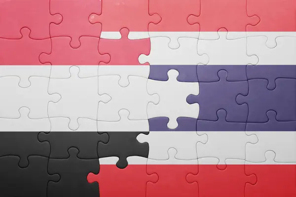 Puzzle s národní vlajkou Thajsko a Jemenu — Stock fotografie