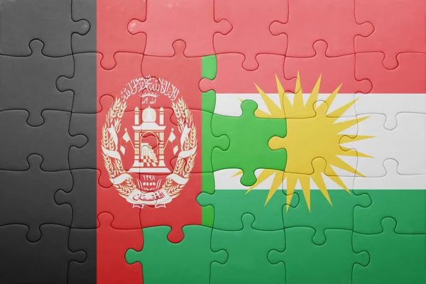 Puzzle con la bandiera nazionale del Kurdistan e Afganistan — Foto Stock