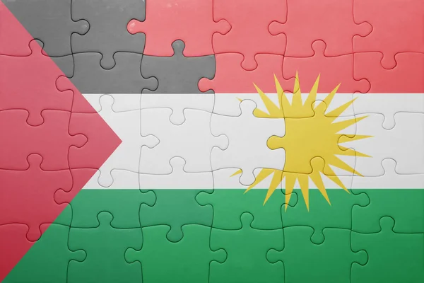 Puzzle z flagi narodowej Kurdystanu i Palestyny — Zdjęcie stockowe
