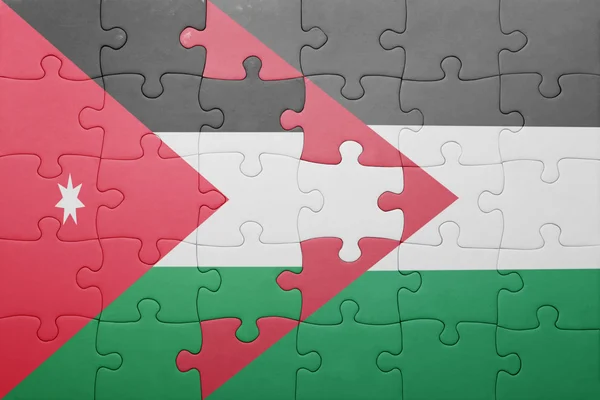 Puzzle z flagi narodowej w Palestynie i jordan — Zdjęcie stockowe