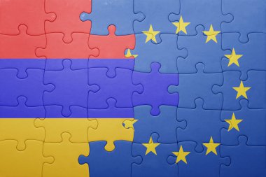 Ermenistan ve Avrupa Birliği'nin ulusal bayrak ile bulmaca