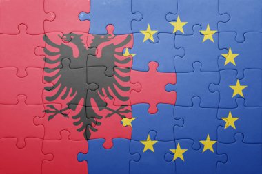 Arnavutluk ve Avrupa Birliği ulusal bayrak ile bulmaca