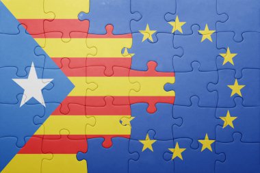 Catalonia (Barselona) ve Avrupa Birliği'nin ulusal bayrak ile bulmaca