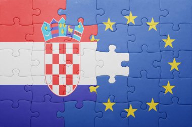 Hırvatistan ve Avrupa Birliği'nin ulusal bayrak ile bulmaca