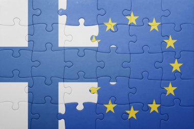 Finlandiya ve Avrupa Birliği'nin ulusal bayrak ile bulmaca