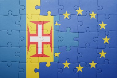madeira ve Avrupa Birliği'nin ulusal bayrak ile bulmaca