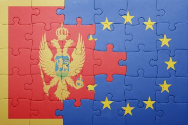 Karadağ ve Avrupa Birliği'nin ulusal bayrak ile bulmaca