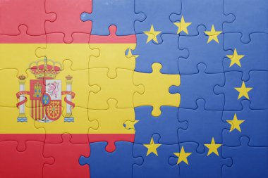 İspanya ve Avrupa Birliği'nin ulusal bayrak ile bulmaca