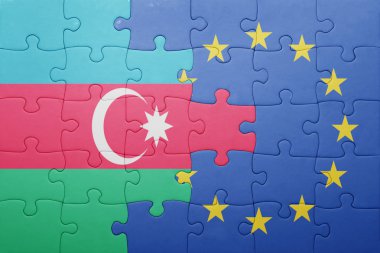 Azerbaycan ve Avrupa Birliği'nin ulusal bayrak ile bulmaca