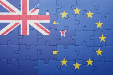 Yeni Zelanda ve Avrupa Birliği'nin ulusal bayrak ile bulmaca