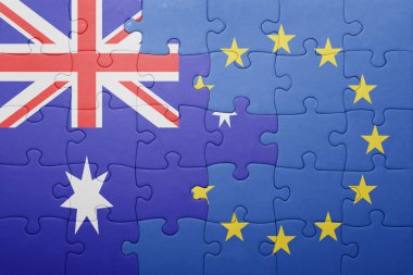 Avustralya ve Avrupa Birliği ulusal bayrak ile bulmaca