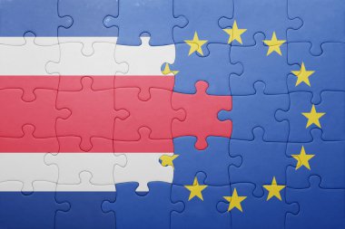 Kosta Rika ve Avrupa Birliği ulusal bayrak ile bulmaca