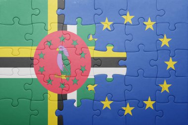 Dominika ve Avrupa Birliği'nin ulusal bayrak ile bulmaca