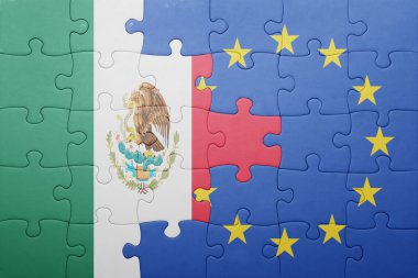 Meksika ve Avrupa Birliği'nin ulusal bayrak ile bulmaca